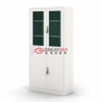 无抽屉对开玻璃门书柜