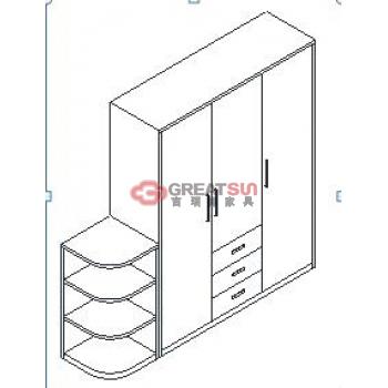 三门更衣橱+边柜