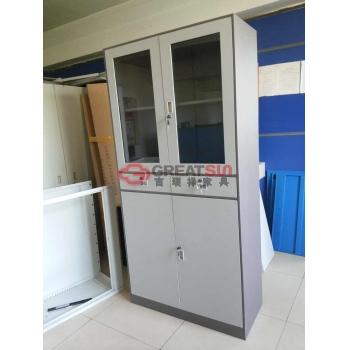 两抽屉对开玻璃门书柜