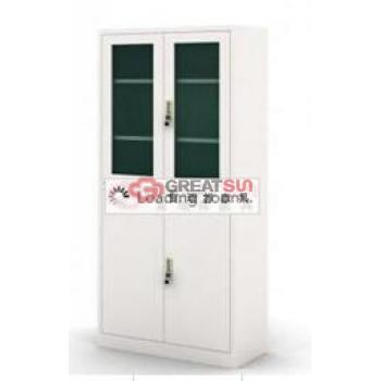 无抽屉对开玻璃门书柜