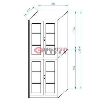 对开玻璃门文件柜