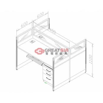 两人位屏风组合办公桌