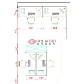 戴蒙工作位横排两人位