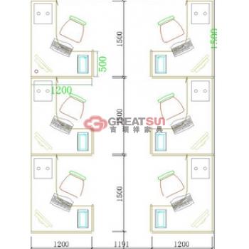 六人位屏风工作位