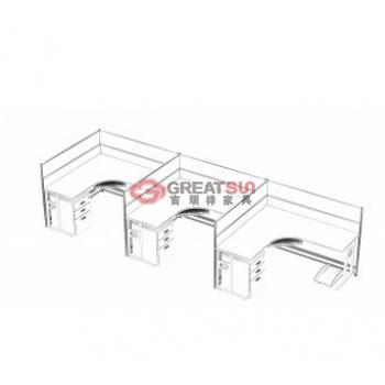 苹果风3人屏风工作位