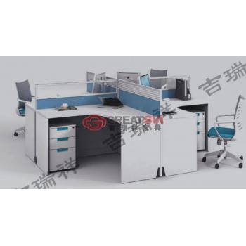 十字型4人屏风工作位