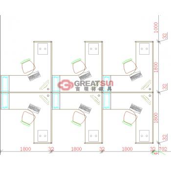 60/32款6人屏风工作位