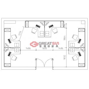 两人屏风工作位
