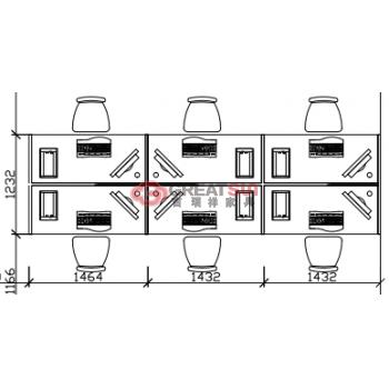 T32款6人屏风工作位