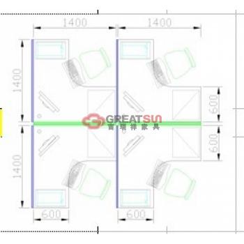 T8+T3款屏分工作位（四人位）