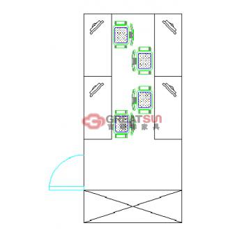 二人屏风工位（并排）