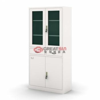 两抽屉对开门玻璃书柜