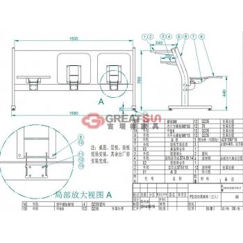 F型三人活动课桌椅