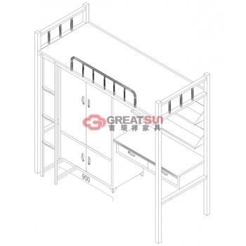 方管单人组合床