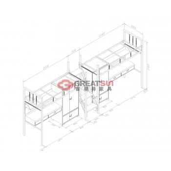 双人组合公寓床(方管）