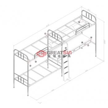 圆管三人连体床