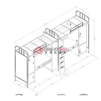 圆管双人公寓床