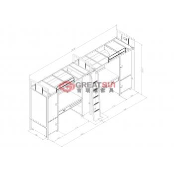 方管双人组合床（内径1900）