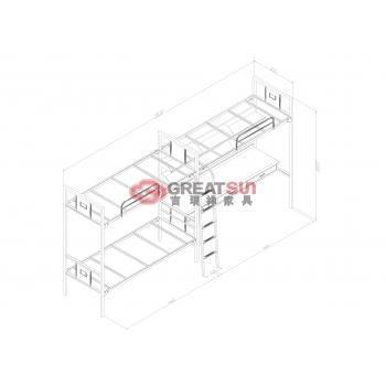 方管三人连体床（内径1900）