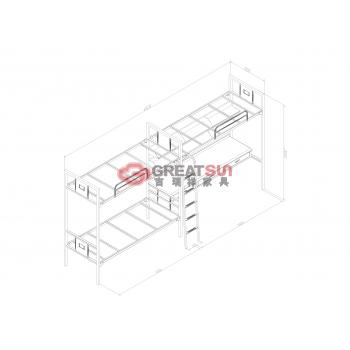 方管三人连体床（内径2000）