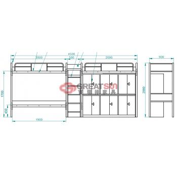 二连三人位公寓床