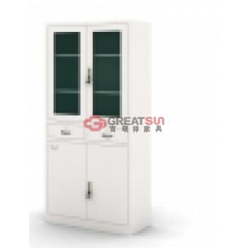 两抽屉对开玻璃门书柜