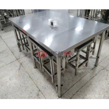 饭堂10人不锈钢分体餐桌（含水晶垫、不含凳子）