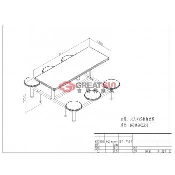 六人圆凳面餐桌椅（圆凳可折叠）