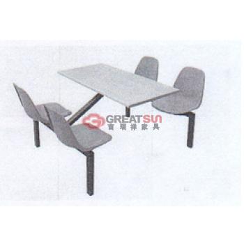 四人连体餐桌椅