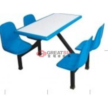 四人连体餐桌椅