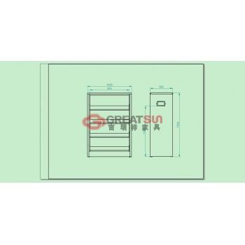 四层双面双柱书架（木护板）