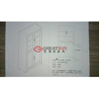 整体对开玻璃门文件柜