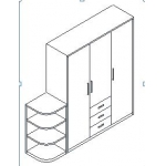 三门更衣橱+边柜