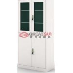 无抽屉对开玻璃门书柜