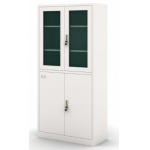 无抽屉对开玻璃门书柜