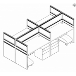 四人位屏风工作位
