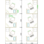 六人位屏风工作位