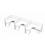 苹果风3人屏风工作位