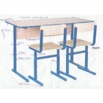 双人可升降课桌椅