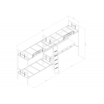 方管三人连体床（内径1900）