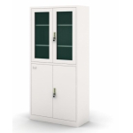 无抽屉对开玻璃门书柜