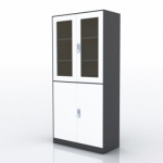 无抽屉对开玻璃门书柜