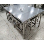 饭堂10人不锈钢分体餐桌（含水晶垫、不含凳子）